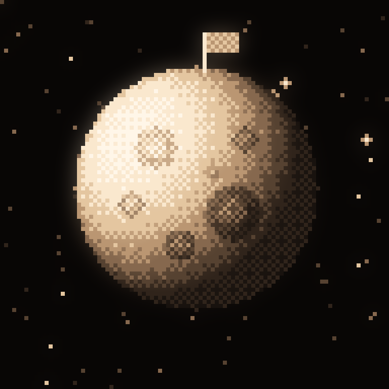 Pixel moon with flag